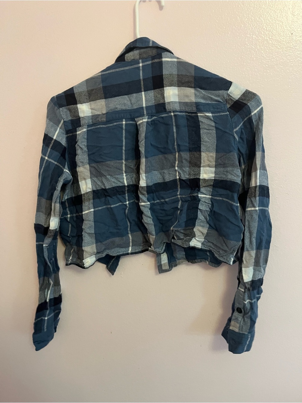 bp Blue Plaid Cropped Button-Front Jacket - Picture 4 of 4